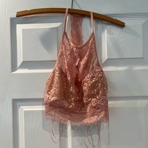 Free People Lace Bralette Pink and Nude Size Medium